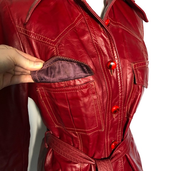 Vintage Red Leather Jacket - Picture 8 of 16